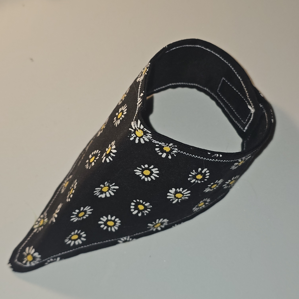 Daisy Print Black Bandana Bib for Kids